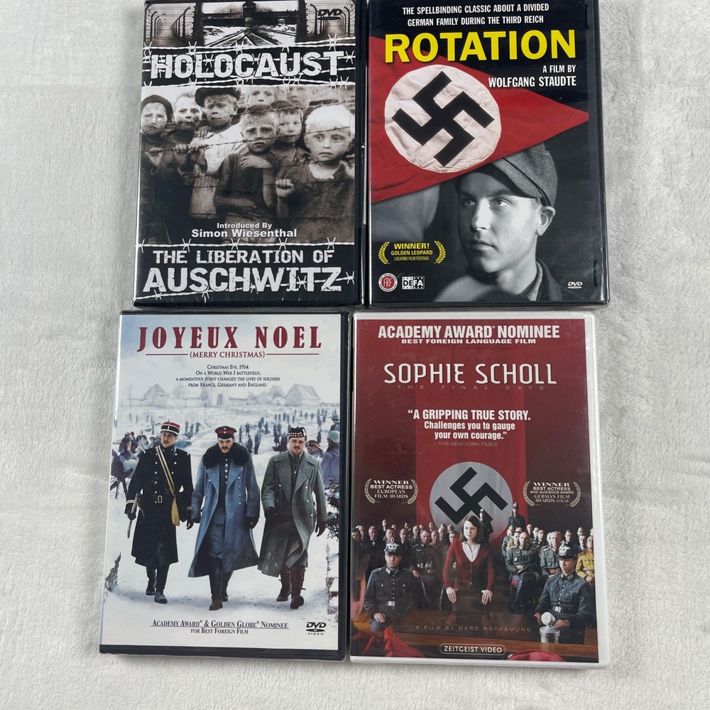 WW2 Holocaust DVD Lot Liberation of Auschwitz Rotation Joyeux Noel Sophie Scholl